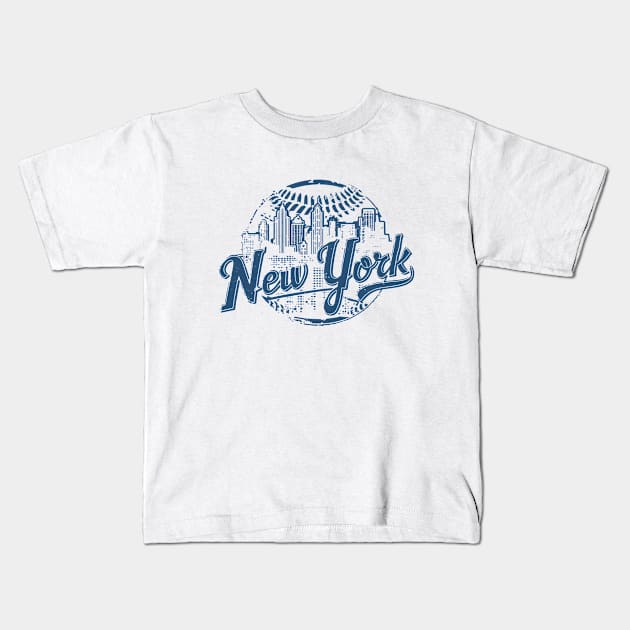 Baseball Newyork skyline The iconic buildings and cityscape Kids T-Shirt by CoolFuture